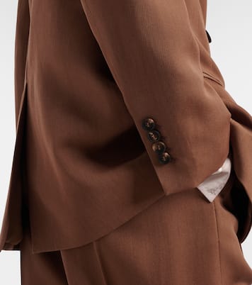 Double-breasted wool-blend blazer | Brunello Cucinelli