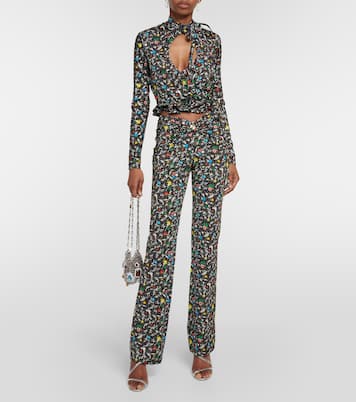 Bedruckte High-Rise-Hose aus Crêpe | Rabanne