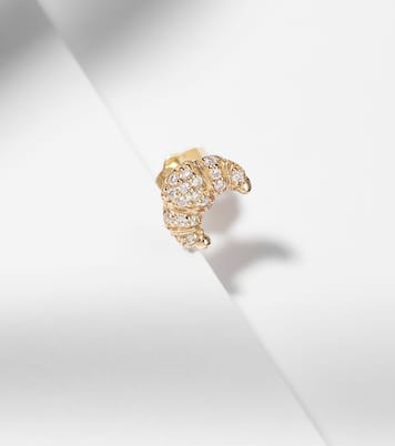 Croissant Small 14kt gold single stud earring with diamonds | Sydney Evan