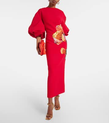 Robe midi Amira brodée à fleurs | Safiyaa