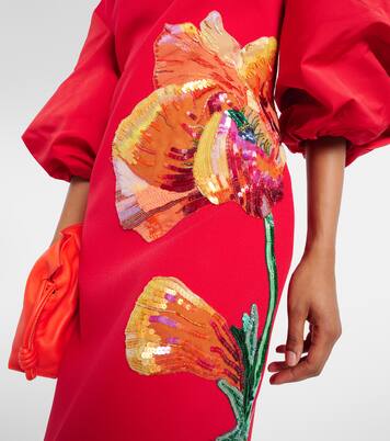 Robe midi Amira brodée à fleurs | Safiyaa