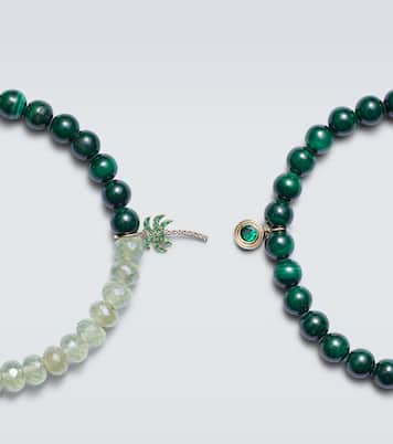 14kt yellow gold set of 2 bracelets with emeralds and diamonds | Sydney Evan