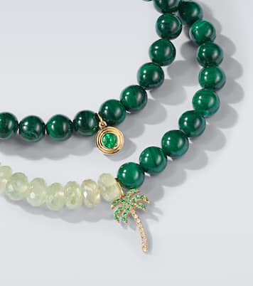 14kt yellow gold set of 2 bracelets with emeralds and diamonds | Sydney Evan
