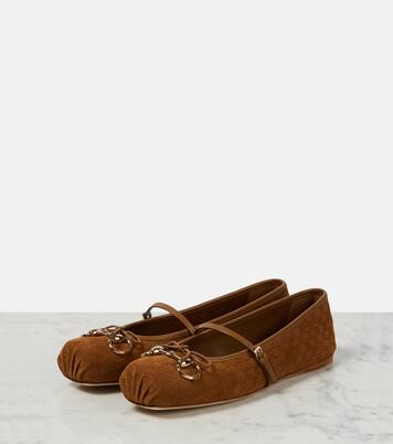 Gucci Horsebit GG suede ballet flats | Gucci