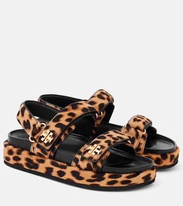 Bedruckte Plateausandalen Kira aus Kalbshaar | Tory Burch