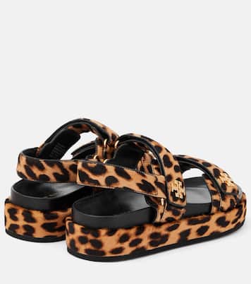 Bedruckte Plateausandalen Kira aus Kalbshaar | Tory Burch