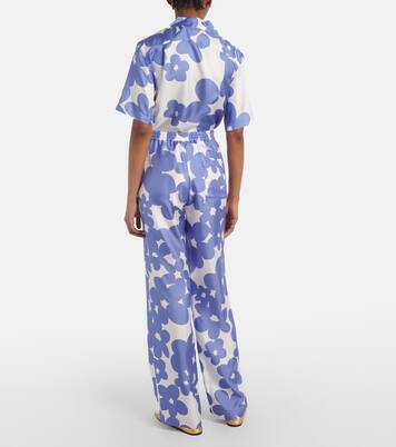 Pantalon ample en soie à fleurs | Marni