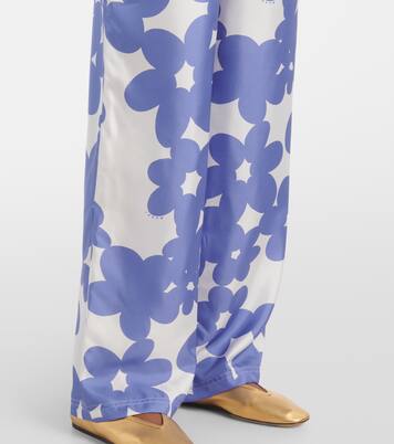 Pantalon ample en soie à fleurs | Marni
