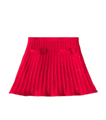 Floral-appliqué ribbed-knit skirt | Self-Portrait Kids