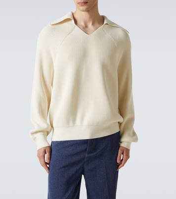 Ribbed-knit cotton polo sweater | Bottega Veneta