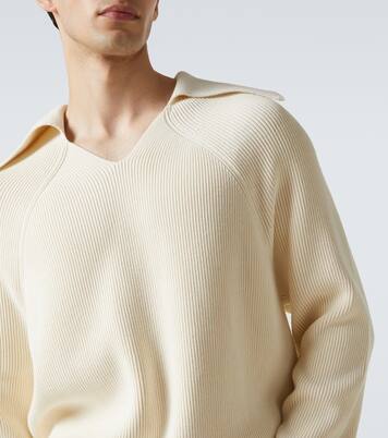 Ribbed-knit cotton polo sweater | Bottega Veneta