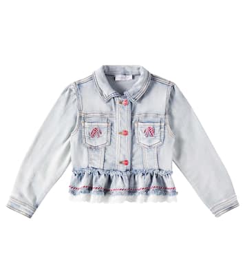 Bestickte Jeansjacke mit Spitze | Monnalisa