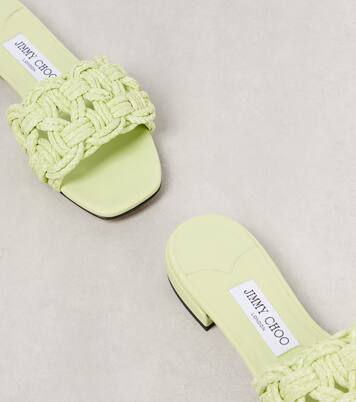 Chara raffia and leather slides | Jimmy Choo