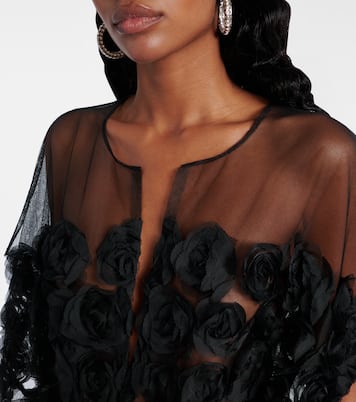 Floral-appliqué semi-sheer bodysuit | Norma Kamali