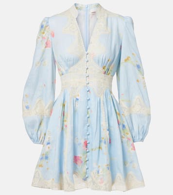 Lucky Lace floral linen minidress | Zimmermann