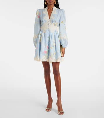 Lucky Lace floral linen minidress | Zimmermann