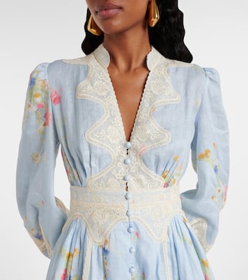 Lucky Lace floral linen minidress | Zimmermann