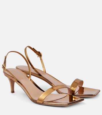 Sandalen Ribbon 55 aus Metallic-Leder | Gianvito Rossi