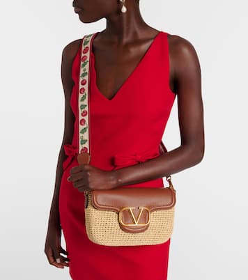 Alltime raffia-effect shoulder bag | Valentino Garavani