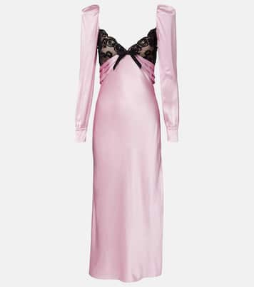 Lace-trimmed silk satin midi dress | Alessandra Rich