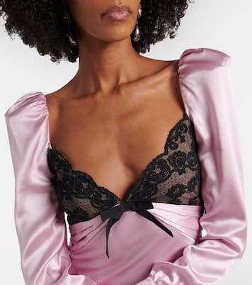 Lace-trimmed silk satin midi dress | Alessandra Rich