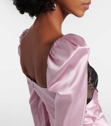 Lace-trimmed silk satin midi dress | Alessandra Rich