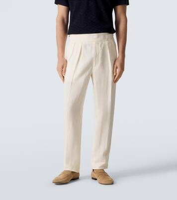 Linen tapered pants | Rubinacci