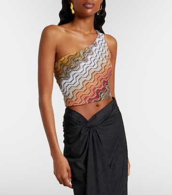 One-shoulder lamé crop top | Missoni