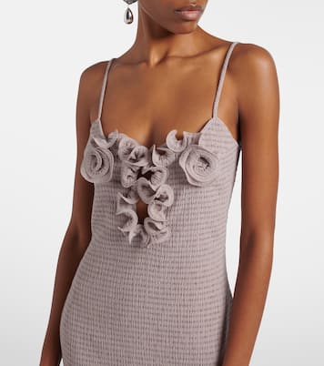 Abito corto in crêpe con applicazioni floreali | Magda Butrym