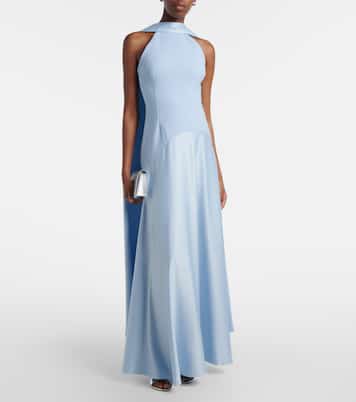 Cece halterneck crêpe and satin gown | Solace London