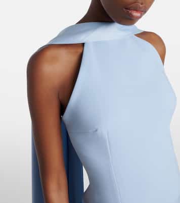 Cece halterneck crêpe and satin gown | Solace London