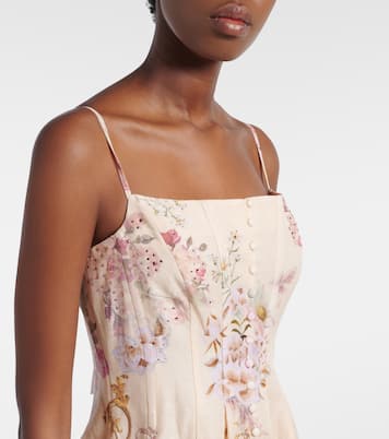 Printed linen and silk midi dress | Camilla