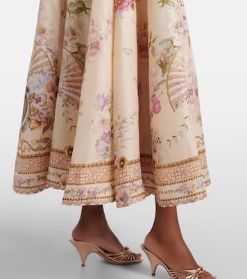 Printed linen and silk midi dress | Camilla