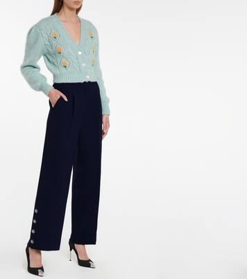 Pantalon ample en crêpe de laine mélangée | Alessandra Rich