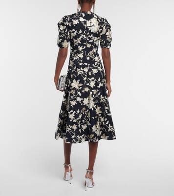 Robe midi Kira brodée en coton mélangé à fleurs | Erdem