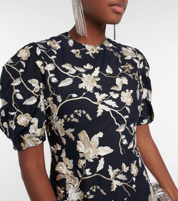 Robe midi Kira brodée en coton mélangé à fleurs | Erdem