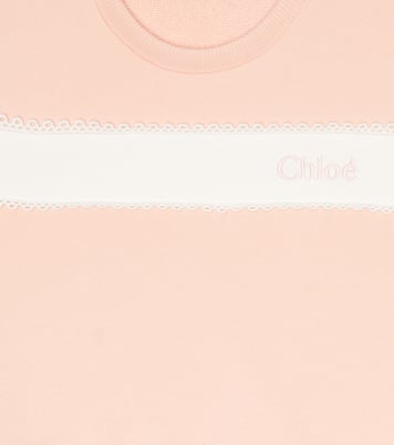 Logo embroidered cotton sweatshirt | Chloé Kids