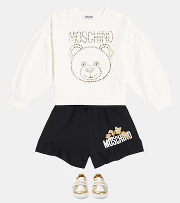 Embellished cotton-blend sweatshirt | Moschino Kids