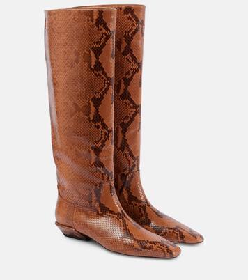 Bettina snake-effect leather knee-high boots | Paris Texas