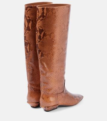 Bettina snake-effect leather knee-high boots | Paris Texas