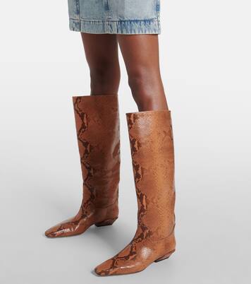 Bettina snake-effect leather knee-high boots | Paris Texas