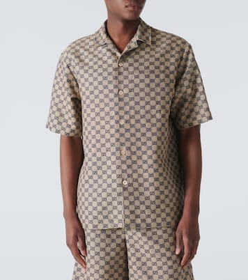 GG Canvas linen-blend bowling shirt | Gucci