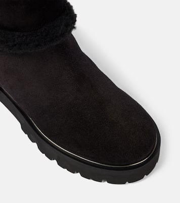 Teddi shearling-trimmed leather booties | Aquazzura