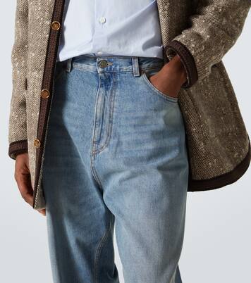 Jacquard-trimmed wide-leg jeans | Valentino