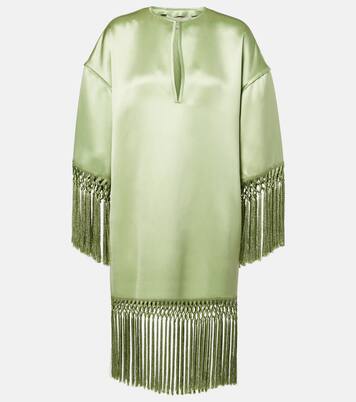 Fringed silk duchess satin tunic | Valentino