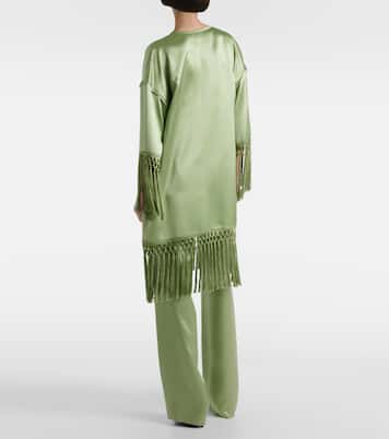Fringed silk duchess satin tunic | Valentino