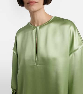 Fringed silk duchess satin tunic | Valentino