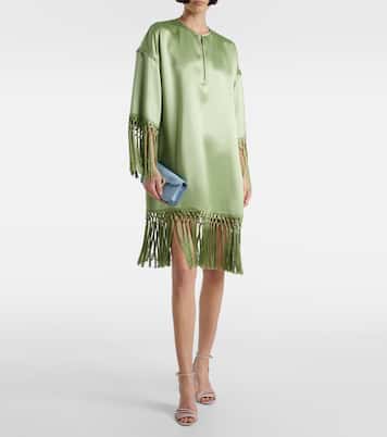 Fringed silk duchess satin tunic | Valentino