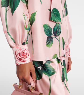Floral tie-neck silk satin blouse | Dolce&Gabbana