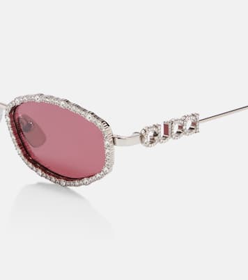 Crystal-embellished oval sunglasses | Gucci